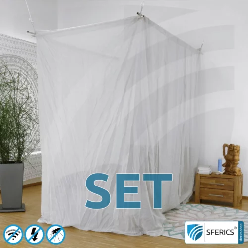 Shielding canopy Electrosmog PRO in a set | SINGLE BED | Shielding EMF up to 99,99% (42 dB) | Groundable LF | SFERICS® invest4life program | Effective against 5G!