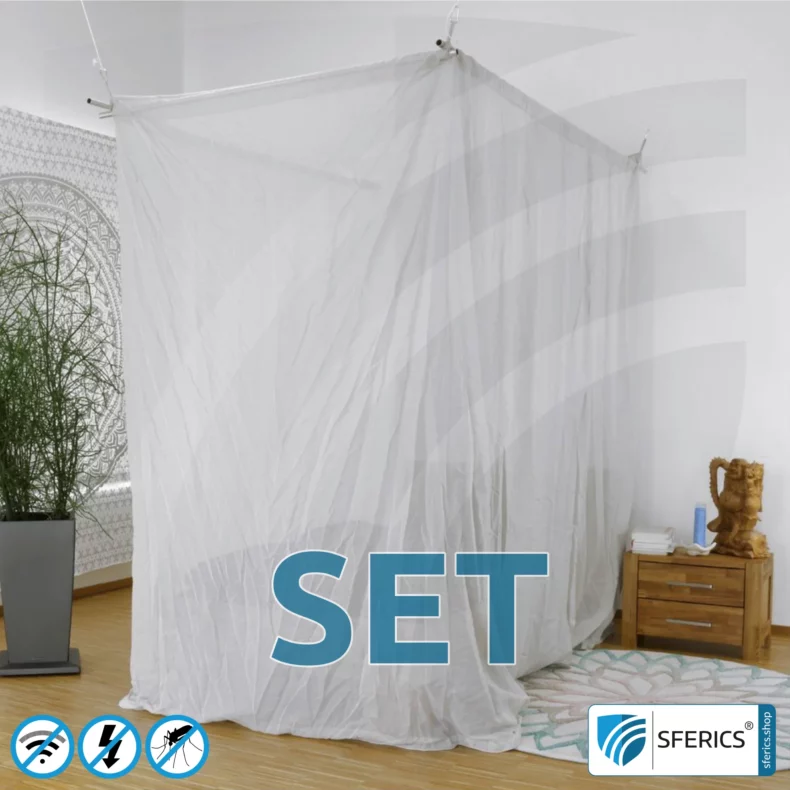 Shielding canopy Electrosmog PRO light in a set | SINGLE BED | EMF shielding up to 99.99% (42 dB). Groundable. Effective against 5G!