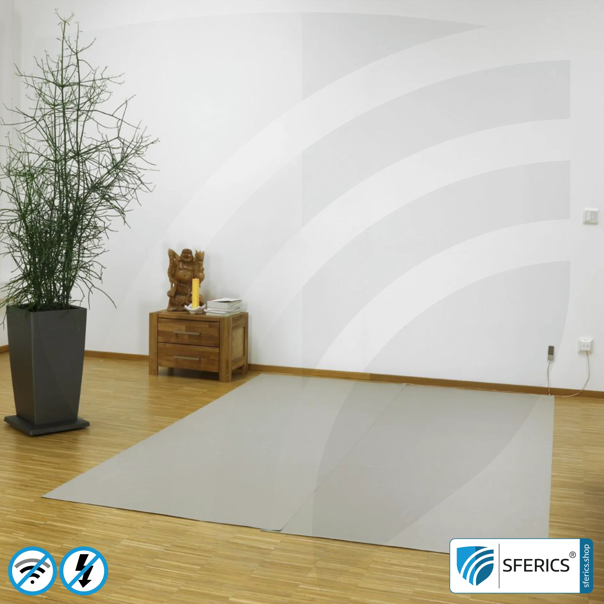 Shielding floor mat HNG80 | single bed | HF shielding against electrosmog up to 88 dB | Set including grounding accessories NF | Effective against 5G!