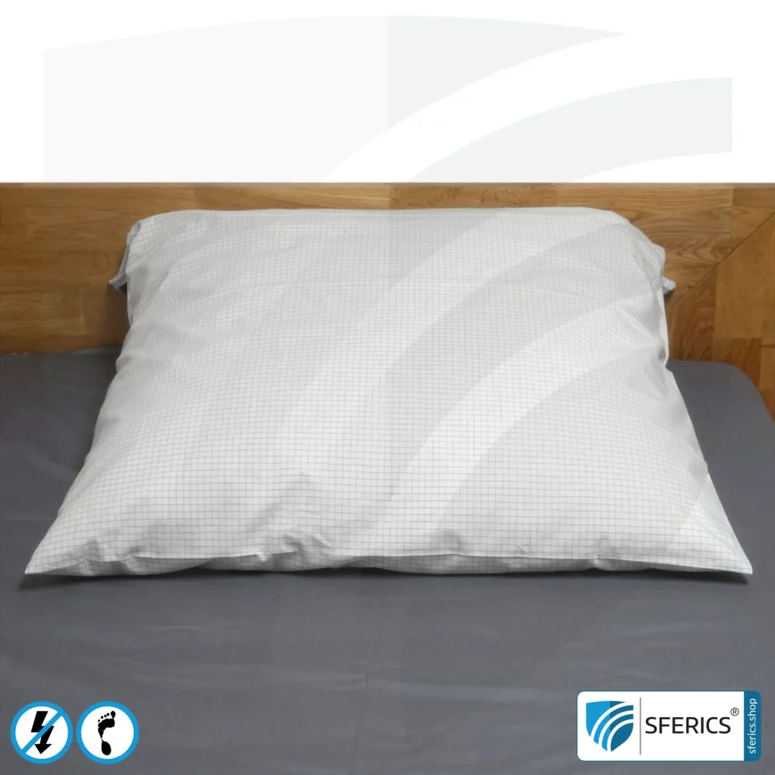 Pillow cover Standard | 80 x 80 cm | Shielding of low-frequency electrical alternating fields | Enables Earth Connect* | Not suitable for shielding WIFI, LTE, 5G, etc.!