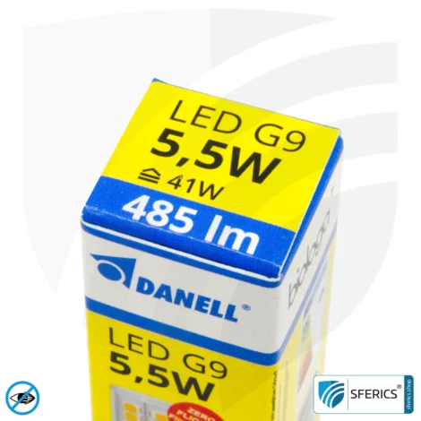 5.5 watt LED G9 | bright as 41 watts, 485 lumens | CRI 95 | flicker-free | warm white | alternative to high-voltage halogen G9