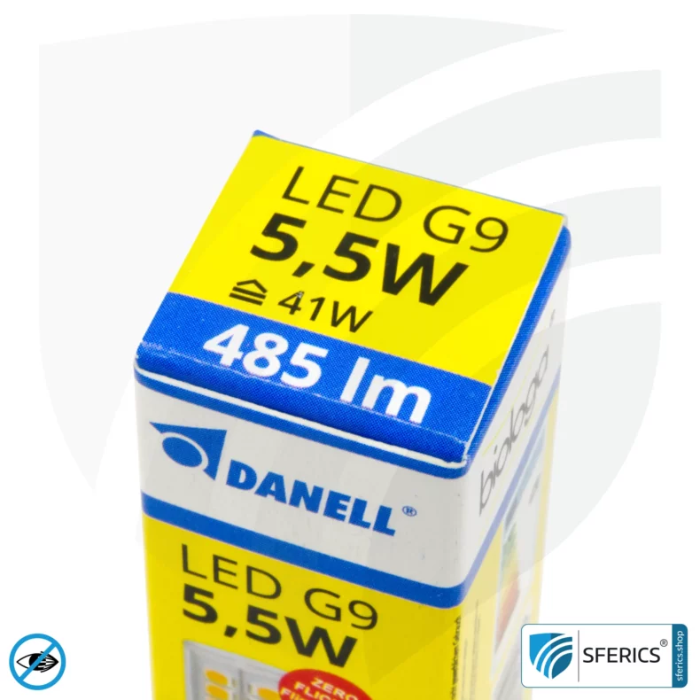 5.5 watt LED G9 | bright as 41 watts, 485 lumens | CRI 95 | flicker-free | warm white | alternative to high-voltage halogen G9