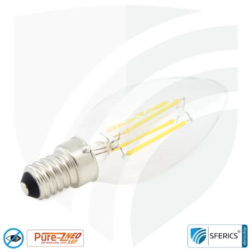 4 watt LED filament candle Pure-Z NEO | bright as 38 watts, 400 lumens | CRI 97 | flicker-free | warm white | E14