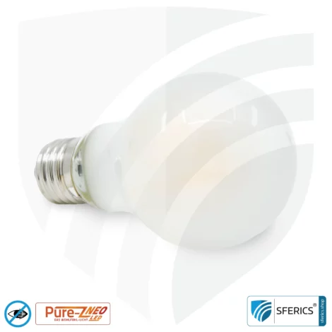 6.4 watt LED filament Pure-Z NEO | bright as 55 watts, 650 lumens | CRI 97 | flicker-free | warm white | E27 | frosted