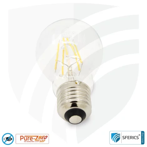 6.4 watt LED filament Pure-Z NEO | bright as 55 watts, 650 lumens | CRI 97 | flicker-free | warm white | E27 | clear