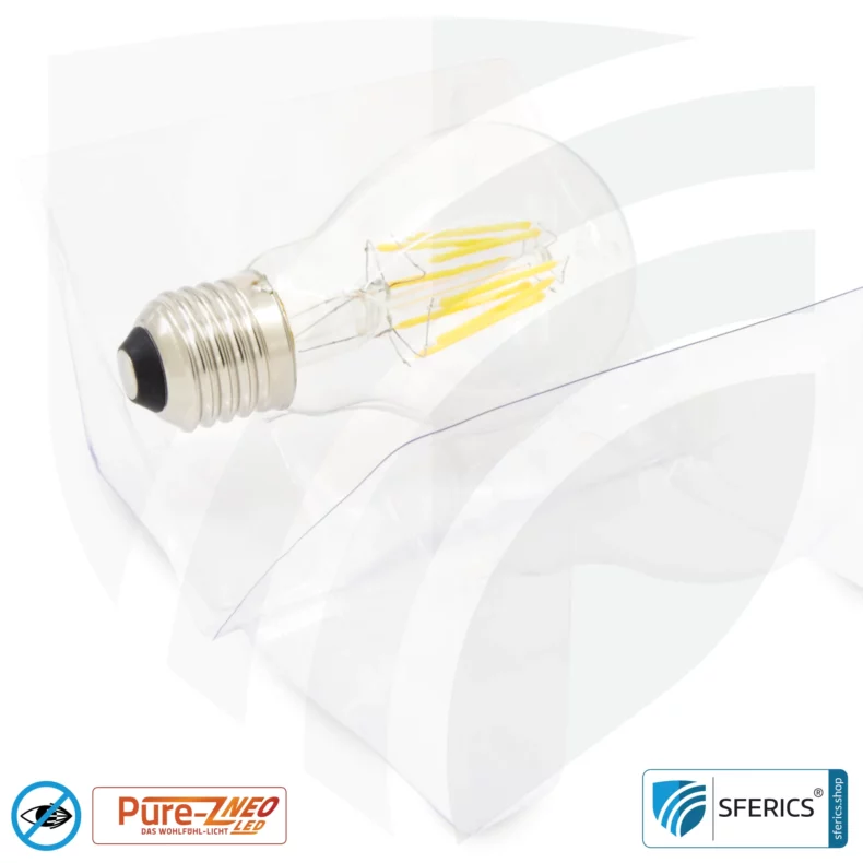 6.4 watt LED filament Pure-Z NEO | bright as 55 watts, 650 lumens | CRI 97 | flicker-free | warm white | E27 | clear