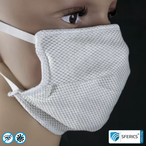 ANTIWAVE MNP protective mask for mouth and nose | shielding fabric with silver for an antibacterial effect through silver ions | 3x maximum hygiene, effectiveness and comfort
