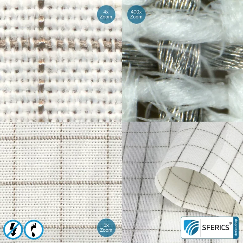 SILVER GRID shielding fabric | Shielding of low-frequency electrical alternating fields LF | Enables Earthing* | Not suitable for EMR shielding!