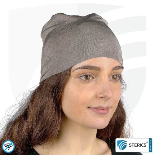 Shielding head protection, stretchable headscarf or headgear | protection up to 51 dB against HF electrosmog (mobile phone, WIFI, LTE) | effective against 5G!