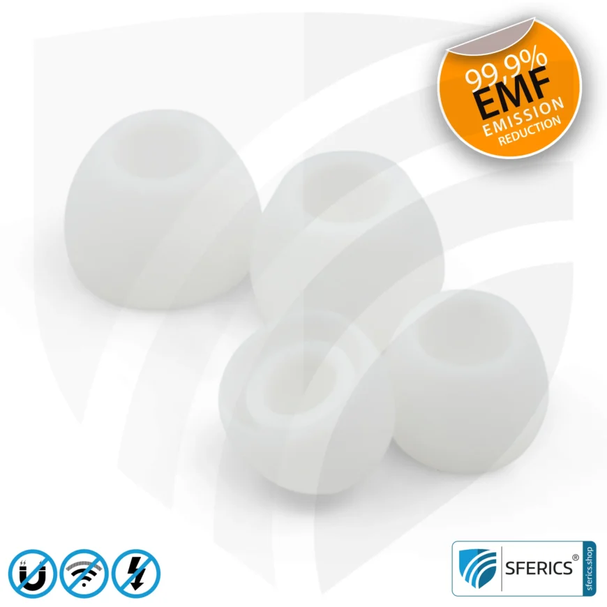 Air Tube In-Ear Stereo Headset with Microphone | Air Tube CLASSIC | radiation-free technology without electrosmog | white-silver | with jack plug
