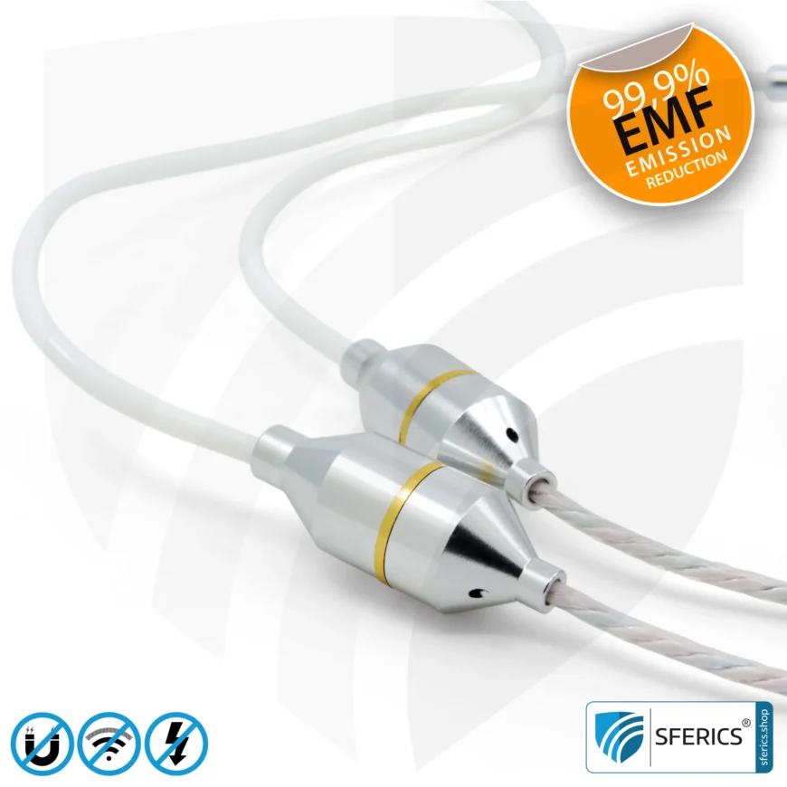Air Tube In-Ear Stereo Headset with Microphone | Air Tube CLASSIC | radiation-free technology without electrosmog | white-silver | with jack plug