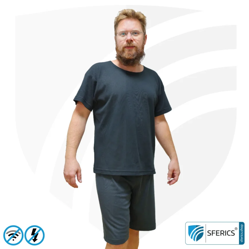 Shielding T-Shirt, black | Protection up to 40 dB from RF electrosmog (mobile phones, Wi-Fi, LTE) | durable, made from Black-Jersey shielding fabric | 5G ready!