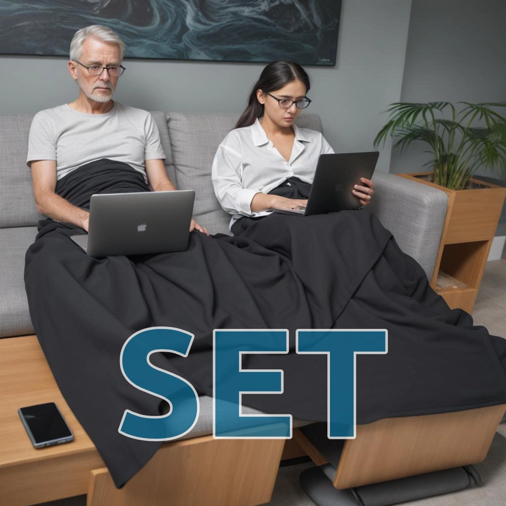 Shielding Blanket in a Set, black | Snuggly Soft | Mobile Radiation Protection Against Wi-Fi, Mobile Phones, LTE, 5G, ... with Efficiency Up to 99,99% (40 dB) | LF Groundable | 5G Ready! Double blanket. Feedimage.