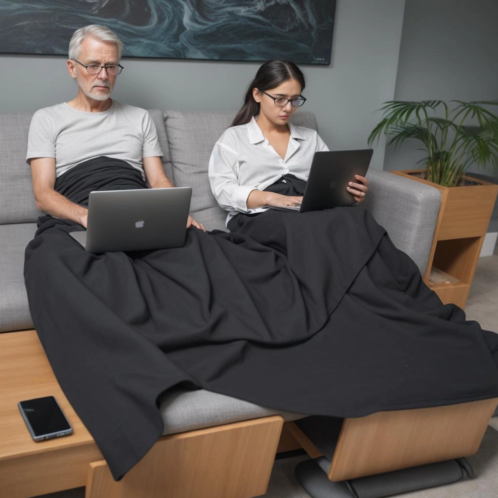 Shielding Blanket, black | Snuggly Soft | Mobile Radiation Protection Against Wi-Fi, Mobile Phones, LTE, 5G, ... with Efficiency Up to 99,99% (40 dB) | LF Groundable | 5G Ready! Double Blanket. Feedimage.