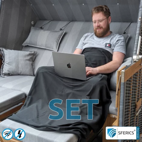 Shielding Blanket in a Set, black | Snuggly Soft | Mobile Radiation Protection Against Wi-Fi, Mobile Phones, LTE, 5G, ... with Efficiency Up to 99,99% (40 dB) | LF Groundable | 5G Ready! Single blanket.