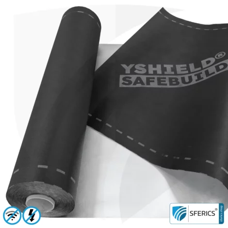 SAFEBUILD® U230 Shielding Membrane | HF Shielding from Electromagnetic Fields up to 111 dB | Membrane with aluminium. Width 90 cm. Effective against 5G!