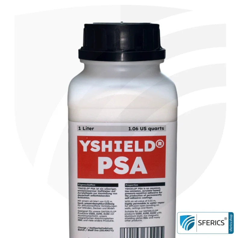 PSA pressure sensitive adhesive | for the aluminum-laminated side of our SAVEBUILD® shielding materials | immediate, very strong adhesion | designed for experienced professionals