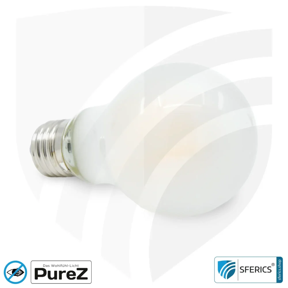 6,4 watt LED filament Pure-Z NEO | bright as 55 watts, 650 lumens | CRI 97 | flicker-free | warm white | E27. frosted