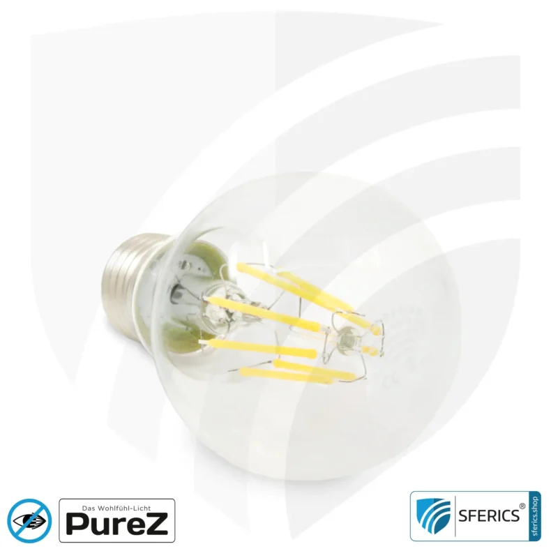 8,2 watt LED filament Pure-Z NEO | bright as 66 watts, 830 lumens | CRI 97 | flicker-free | warm white | E27 | clear