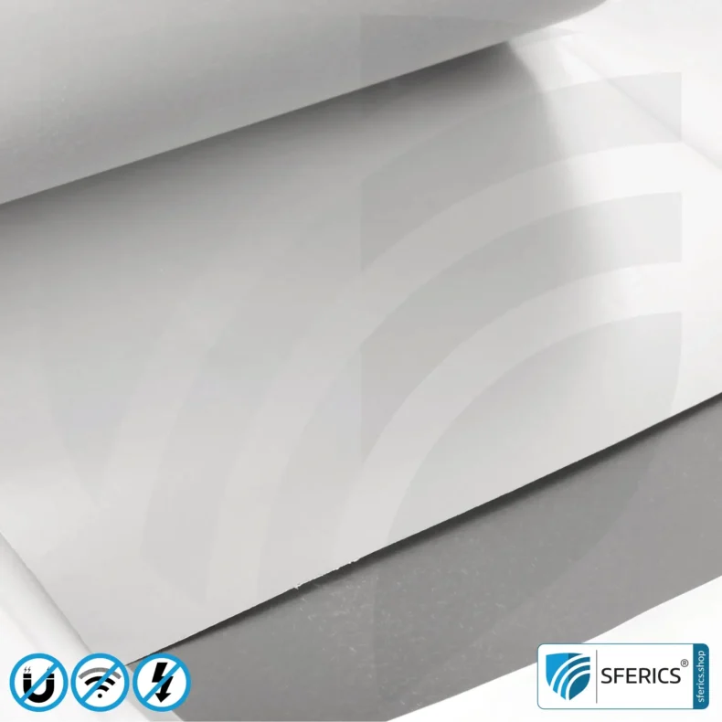 Magnetic Field Shielding Foil M2A | Very thin, two-layer foil for effective magnetic field shielding | Aluminum surface for very high RF shielding attenuation | 21 cm width | groundable