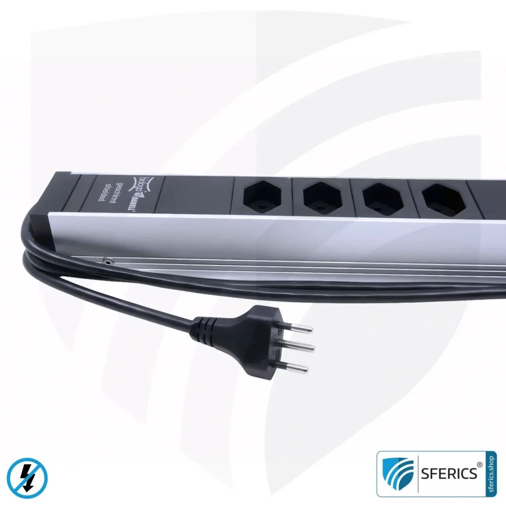 4-Way Power Strip, shielded LF | with On/Off Switch | Type J Plug for Switzerland, Liechtenstein and more