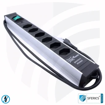 6-Way Power Strip, shielded LF | with On/Off Switch | Type J Plug for Switzerland, Liechtenstein and more